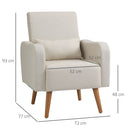 Nordic Armchair Sofa Chair, 72W x 77D x 93Hcm-Cream