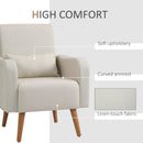 Nordic Armchair Sofa Chair, 72W x 77D x 93Hcm-Cream