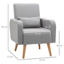 Nordic Armchair Sofa Chair, 72W x 77D x 93Hcm-Grey