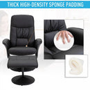 Executive Recliner Chair High Back and Footstool Armchair Lounge Seat - Black