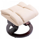 PU Leather Padded Manual Reclining Armchair with Footstool - Beige