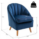 Decadent Single Lounge Chair in Velvet-Look Upholstery w/ Wooden Legs Navy