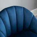 Decadent Single Lounge Chair in Velvet-Look Upholstery w/ Wooden Legs Navy