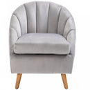 Decadent Single Lounge Chair in Velvet-Look Upholstery w/ Wooden Legs Grey