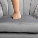 Decadent Single Lounge Chair in Velvet-Look Upholstery w/ Wooden Legs Grey
