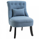 Solid Rubber Wood Tufted Single Sofa Chair w/ Pillow Blue