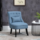 Solid Rubber Wood Tufted Single Sofa Chair w/ Pillow Blue