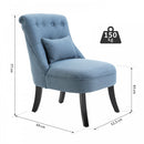Solid Rubber Wood Tufted Single Sofa Chair w/ Pillow Blue