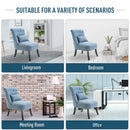 Solid Rubber Wood Tufted Single Sofa Chair w/ Pillow Blue