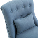 Solid Rubber Wood Tufted Single Sofa Chair w/ Pillow Blue