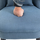 Solid Rubber Wood Tufted Single Sofa Chair w/ Pillow Blue