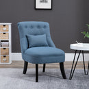 Solid Rubber Wood Tufted Single Sofa Chair w/ Pillow Blue