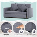 Cotton Upholstered Solid Wood 3-in-1 2-Seater Sofa Bed - Grey
