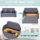 Cotton Upholstered Solid Wood 3-in-1 2-Seater Sofa Bed - Grey