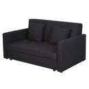 Polycotton 2-Seater Sofa Bed w/ Pillows Dark Grey