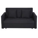 Polycotton 2-Seater Sofa Bed w/ Pillows Dark Grey