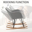 Polyester Linen Upholstered Rocking Armchair - Light Grey