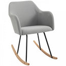 Polyester Linen Upholstered Rocking Armchair - Light Grey