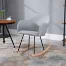 Polyester Linen Upholstered Rocking Armchair - Light Grey