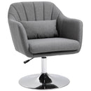 Linen Upholstered Height Adjustable Armchair w/ Pillow Grey