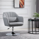 Swivel Accent Chair for Living Room Contemporary Vanity Armchair with Adjustable Height Thick Cushion Lumbar Support Armrest for Bedroom Office Light Grey Stylish Retro Linen Tub w/ Steel Frame Wide Seat