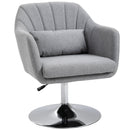 Swivel Accent Chair for Living Room Contemporary Vanity Armchair with Adjustable Height Thick Cushion Lumbar Support Armrest for Bedroom Office Light Grey Stylish Retro Linen Tub w/ Steel Frame Wide Seat