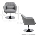 Swivel Accent Chair for Living Room Contemporary Vanity Armchair with Adjustable Height Thick Cushion Lumbar Support Armrest for Bedroom Office Light Grey Stylish Retro Linen Tub w/ Steel Frame Wide Seat