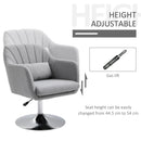 Swivel Accent Chair for Living Room Contemporary Vanity Armchair with Adjustable Height Thick Cushion Lumbar Support Armrest for Bedroom Office Light Grey Stylish Retro Linen Tub w/ Steel Frame Wide Seat
