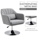 Swivel Accent Chair for Living Room Contemporary Vanity Armchair with Adjustable Height Thick Cushion Lumbar Support Armrest for Bedroom Office Light Grey Stylish Retro Linen Tub w/ Steel Frame Wide Seat