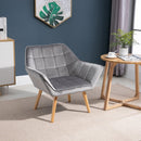 Faux Velvet Upholstered Wide Accent Chair Grey