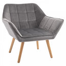 Faux Velvet Upholstered Wide Accent Chair Grey