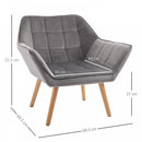 Faux Velvet Upholstered Wide Accent Chair Grey