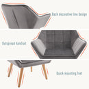 Faux Velvet Upholstered Wide Accent Chair Grey