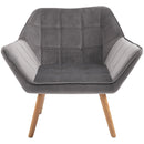 Faux Velvet Upholstered Wide Accent Chair Grey