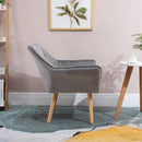 Faux Velvet Upholstered Wide Accent Chair Grey