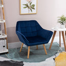 Faux Velvet Upholstered Wide Accent Chair - Blue