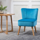 Faux Velvet Vertical Tufted Accent Chair Blue