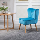 Faux Velvet Vertical Tufted Accent Chair Blue