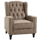 Marble Effect Manual Studded PU Leather Reclining Armchair Chair with Retractable Footrest - Brown