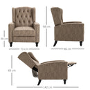 Marble Effect Manual Studded PU Leather Reclining Armchair Chair with Retractable Footrest - Brown