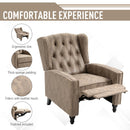 Marble Effect Manual Studded PU Leather Reclining Armchair Chair with Retractable Footrest - Brown