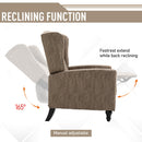 Marble Effect Manual Studded PU Leather Reclining Armchair Chair with Retractable Footrest - Brown