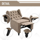 Marble Effect Manual Studded PU Leather Reclining Armchair Chair with Retractable Footrest - Brown