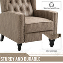 Marble Effect Manual Studded PU Leather Reclining Armchair Chair with Retractable Footrest - Brown