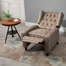 Marble Effect Manual Studded PU Leather Reclining Armchair Chair with Retractable Footrest - Brown