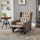 Marble Effect Manual Studded PU Leather Reclining Armchair Chair with Retractable Footrest - Brown