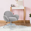 Fluffy Leisure Chair Office Chair with High Back and Armrest for Home Bedroom Living Room with Wheels - Grey