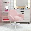 luffy Leisure Chair Faux Fur for Girls, Ladies Home Bedroom Living Room with Wheels, Pink w/"