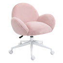 luffy Leisure Chair Faux Fur for Girls, Ladies Home Bedroom Living Room with Wheels, Pink w/"