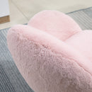 luffy Leisure Chair Faux Fur for Girls, Ladies Home Bedroom Living Room with Wheels, Pink w/"